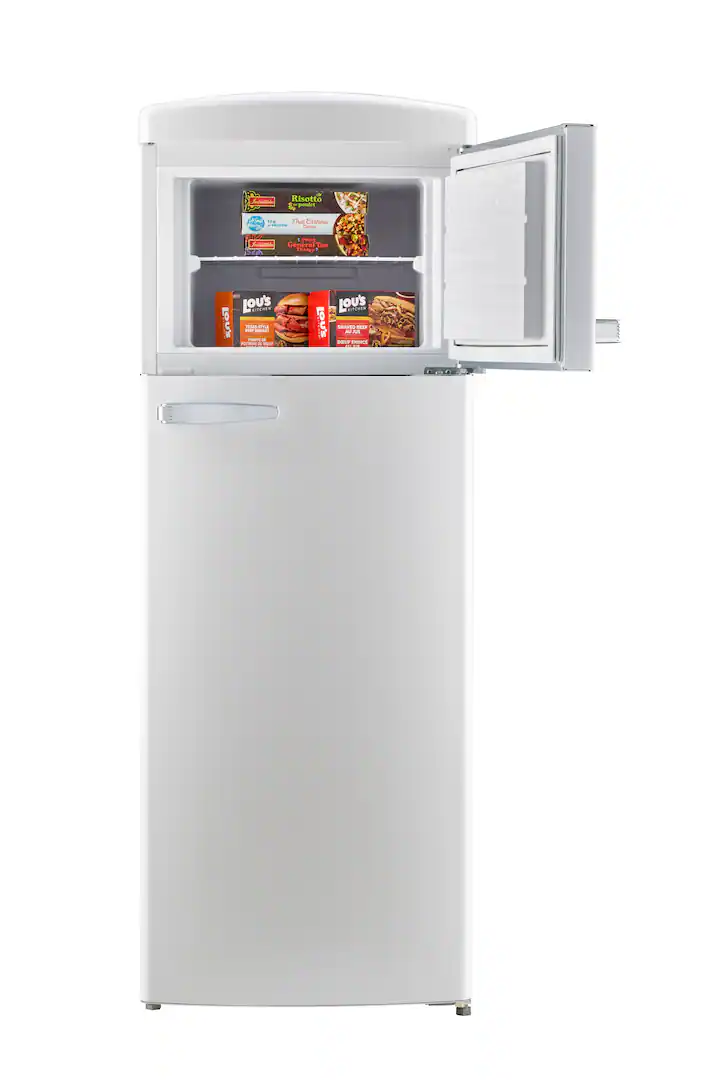Unique Appliances - 21 in. Wide Classic Retro 7.5cu.ft Compact Top Freezer Refrigerator - Marshmallow White