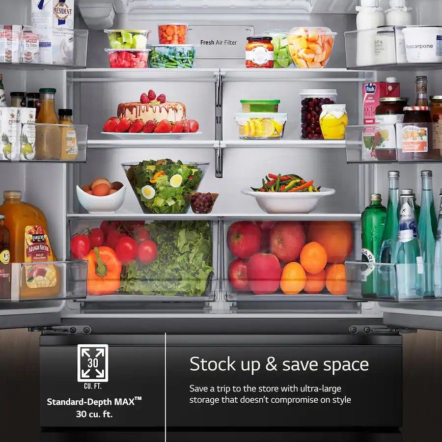 LG - 36-in Standard-Depth MAX 29.6 Cu. Ft. 4-Door French Door Smart Refrigerator with Full-Convert Drawer - Stainless Steel