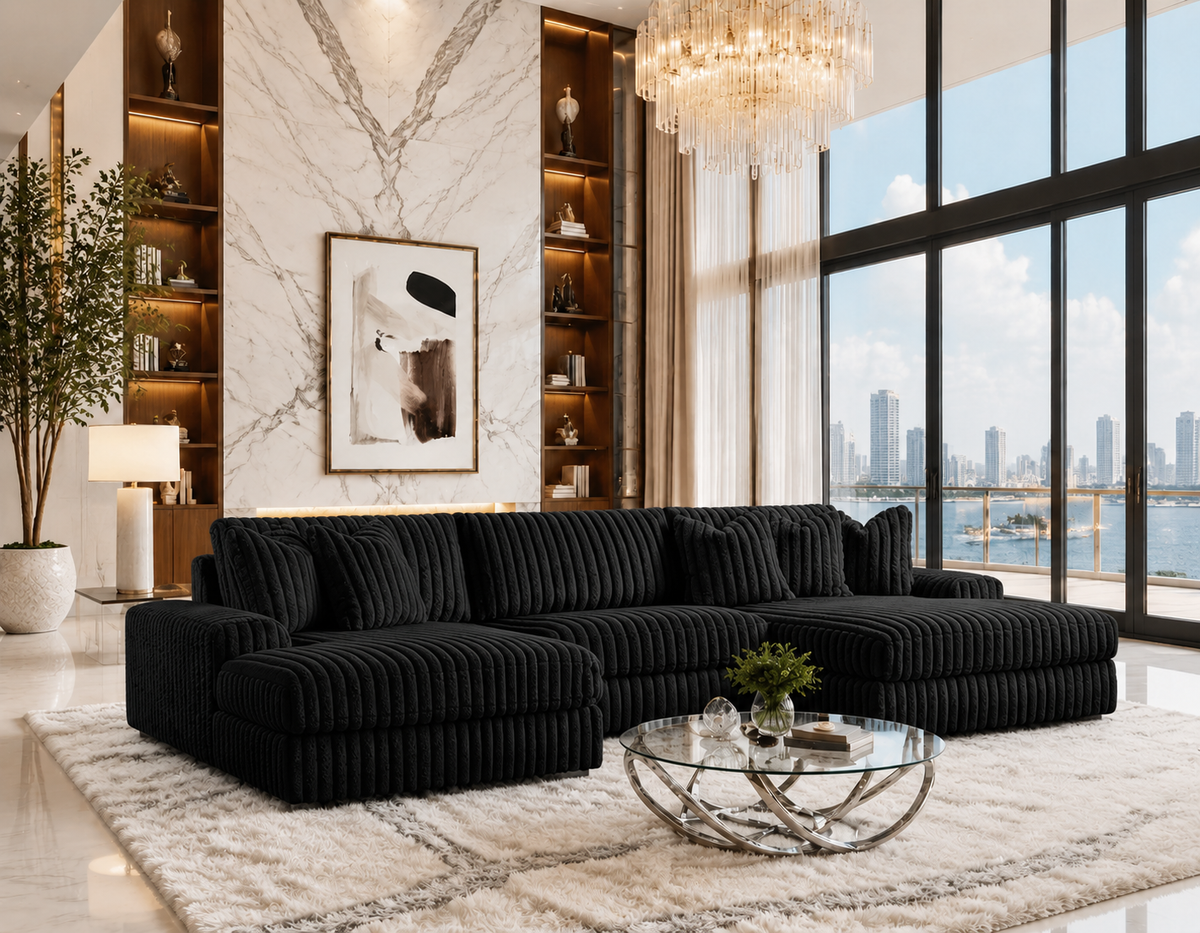 XL SUNDAY2 - BLACK 3PC Sectional