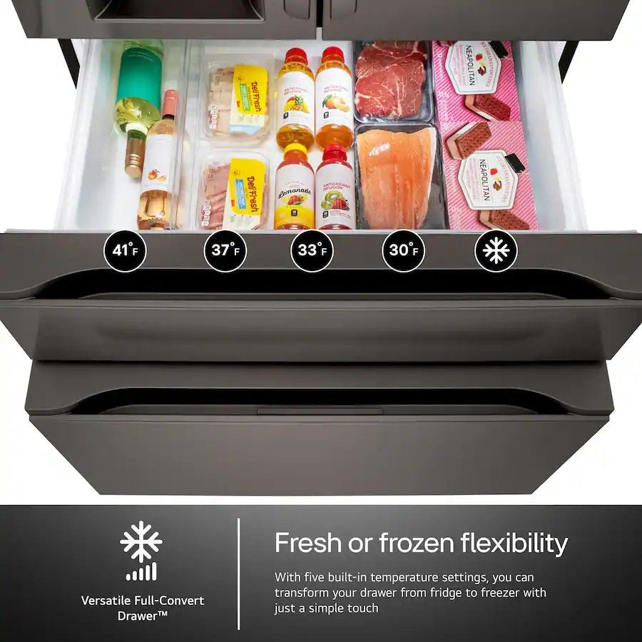 LG - 36-in Standard-Depth MAX 29.6 Cu. Ft. 4-Door French Door Smart Refrigerator with Full-Convert Drawer - Stainless Steel