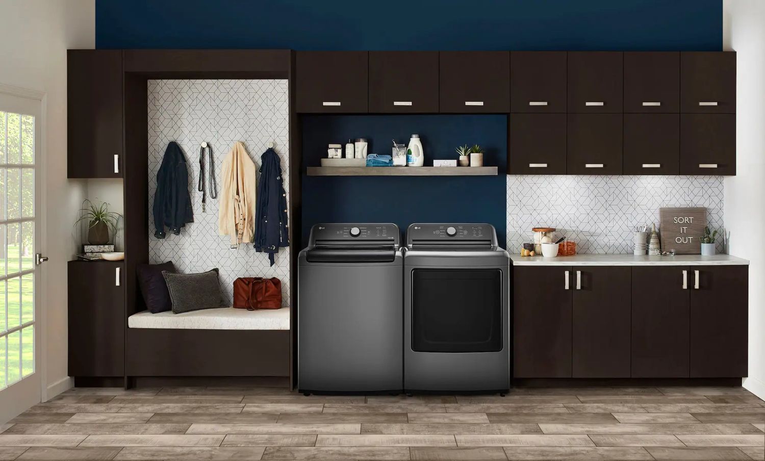 Package - LG - 4.1 Cu. Ft. High-Efficiency Top Load Washer with TurboDrum Technology and 7.3 Cu. Ft. Electric Dryer with Sensor Dry - Monochrome Grey