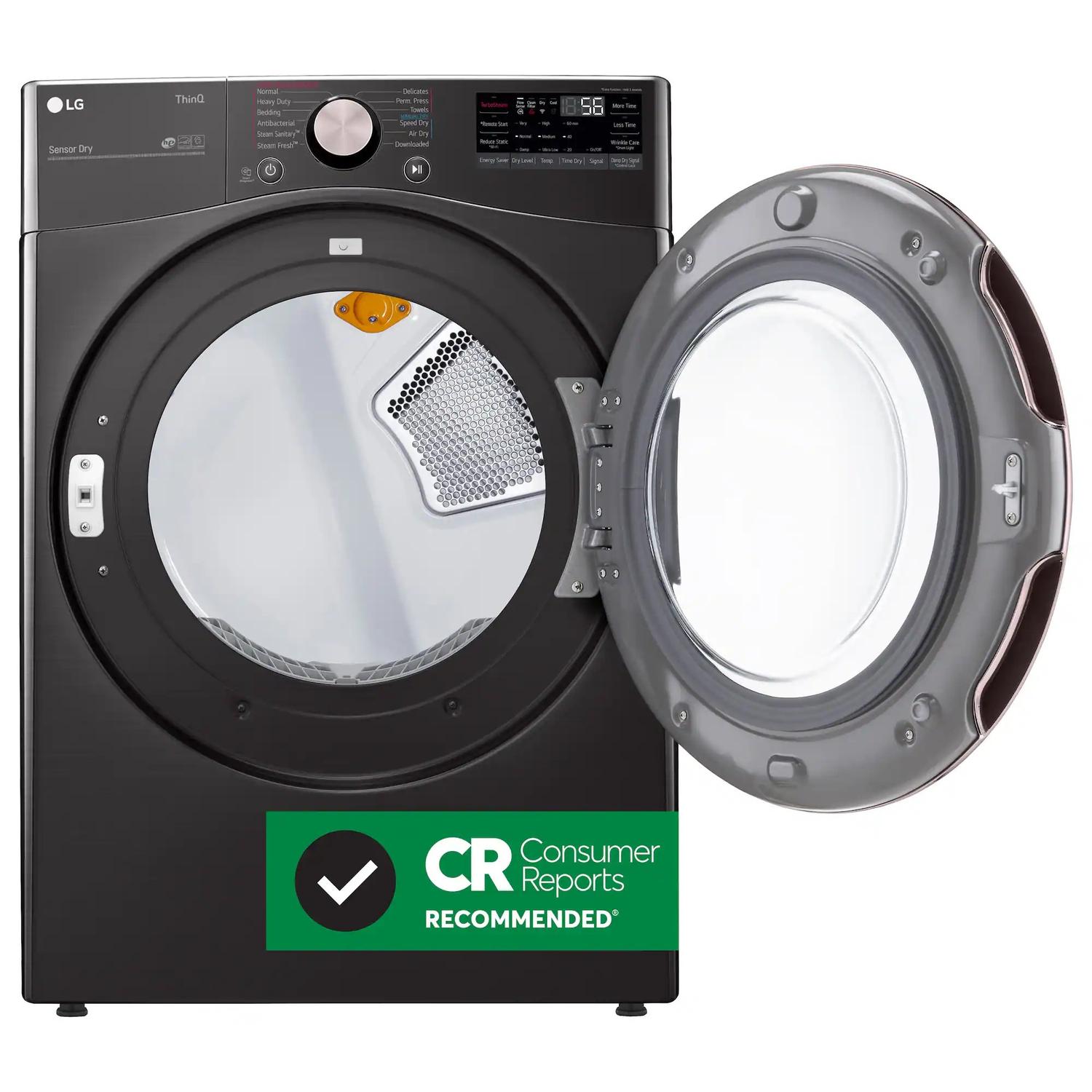 Package - LG - 4.5 Cu. Ft. High-Efficiency Stackable Smart Front Load Washer with Steam and Built-In Intelligence and 7.4 Cu. Ft. Stackable Smart Electric Dryer with Steam and Built-In Intelligence - Black Steel