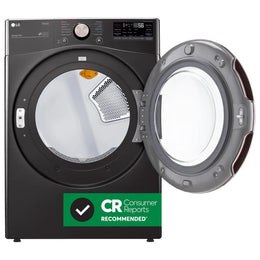 Package - LG - 4.5 Cu. Ft. High-Efficiency Stackable Smart Front Load Washer with Steam and Built-In Intelligence and 7.4 Cu. Ft. Stackable Smart Electric Dryer with Steam and Built-In Intelligence - Black Steel