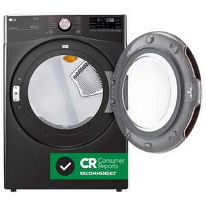 Package - LG - 4.5 Cu. Ft. High-Efficiency Stackable Smart Front Load Washer with Steam and Built-In Intelligence and 7.4 Cu. Ft. Stackable Smart Electric Dryer with Steam and Built-In Intelligence - Black Steel