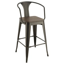 Cavalier Square Bar Table Set Dark Elm and Black
