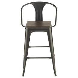Cavalier Square Bar Table Set Dark Elm and Black