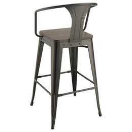 Cavalier Square Bar Table Set Dark Elm and Black
