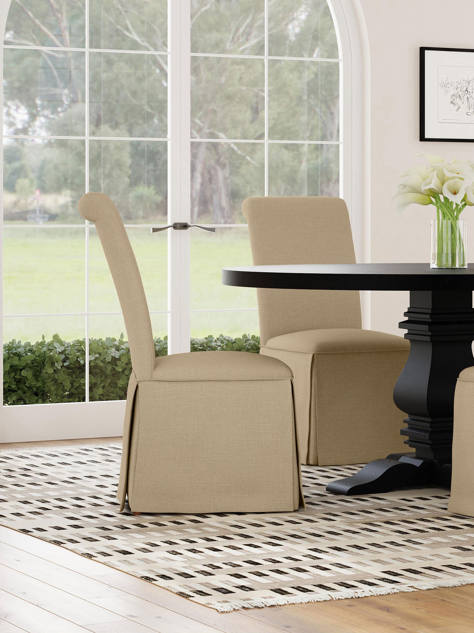 Shawna Upholstered Skirted Side Chair Light Grey (Set of 2)