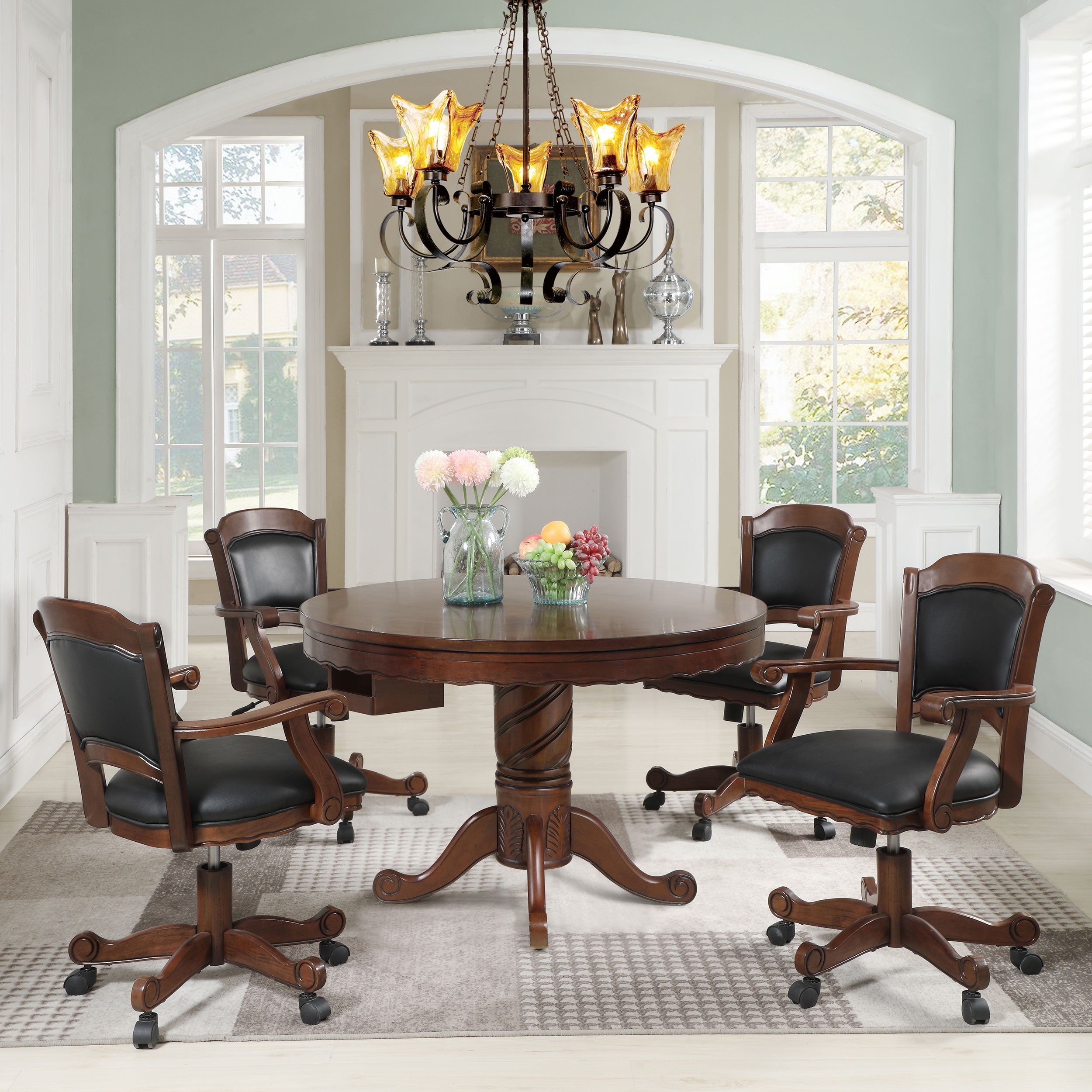 Turk Round Dining and Billiard Poker Game Table Tobacco