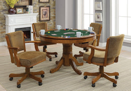 Mitchell Round Dining and Billiard Poker Game Table Amber