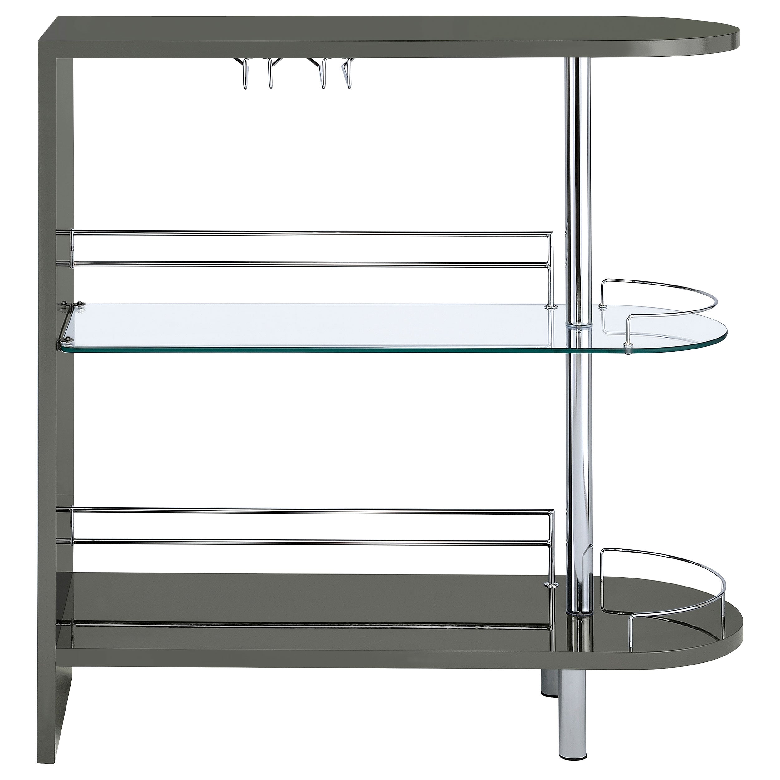 Adolfo Rectangular 2-tier Home Bar Table Black High Gloss