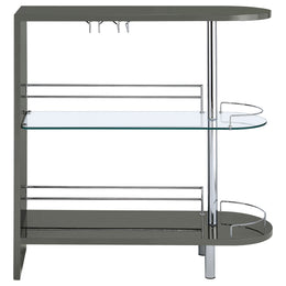 Adolfo Rectangular 2-tier Home Bar Table Black High Gloss
