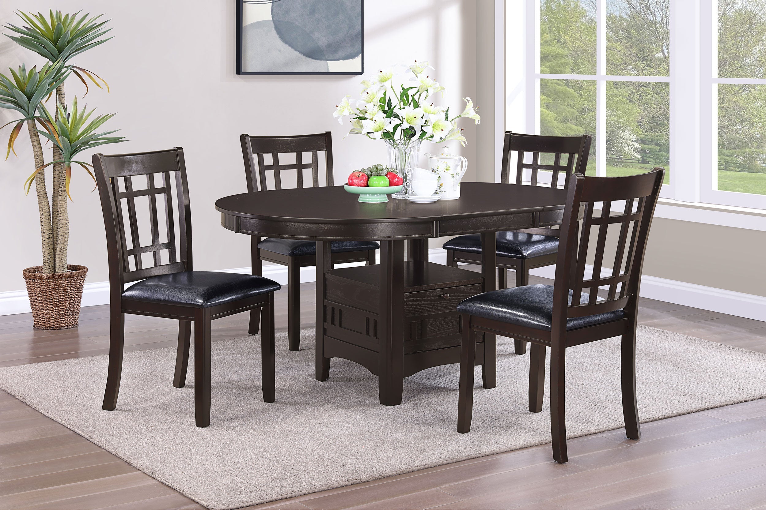 Lavon Oval Counter Height Dining Set Light Chestnut