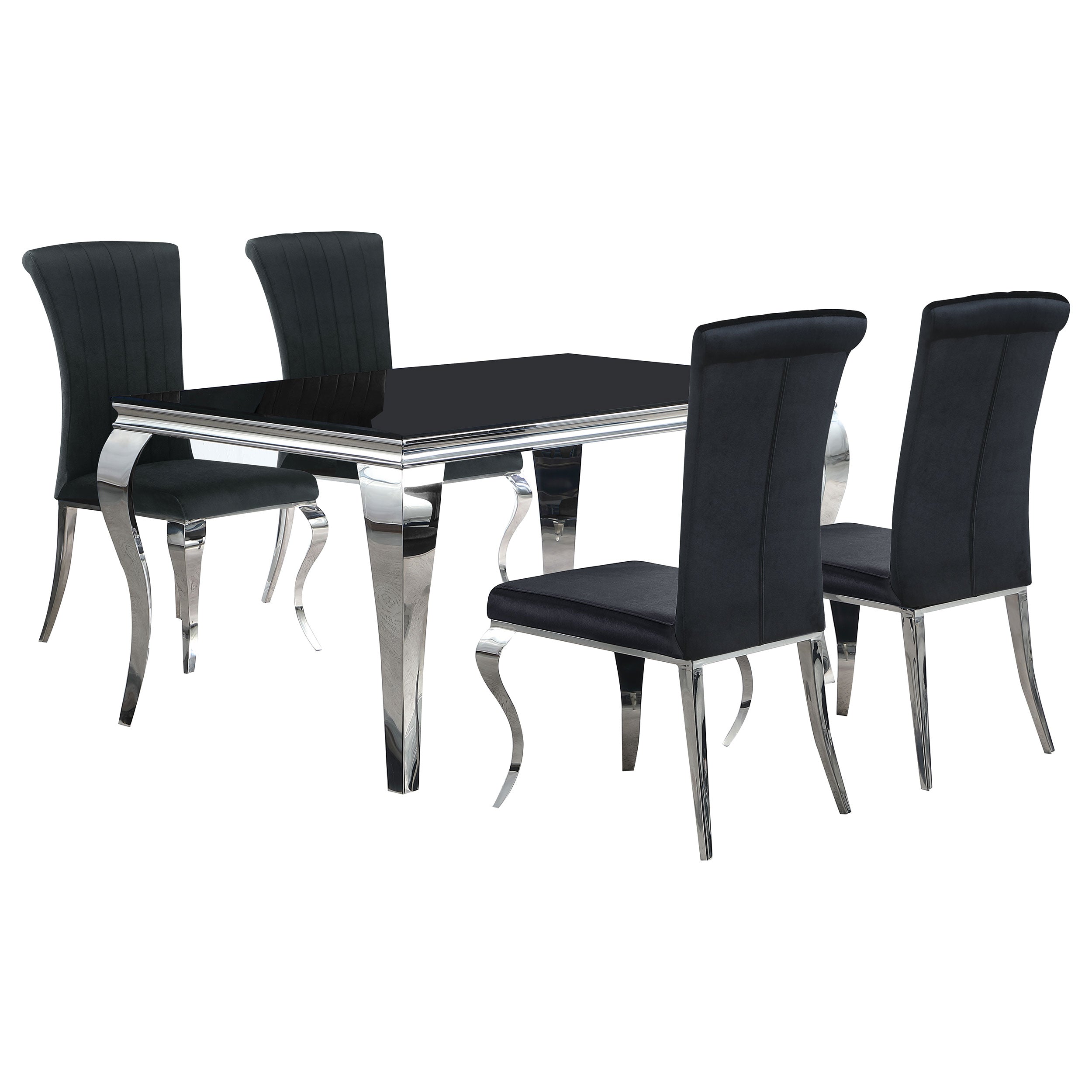 Carone 61-inch Rectangular Black Glass Dining Set Black