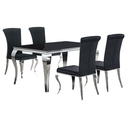Carone 61-inch Rectangular Black Glass Dining Set Black