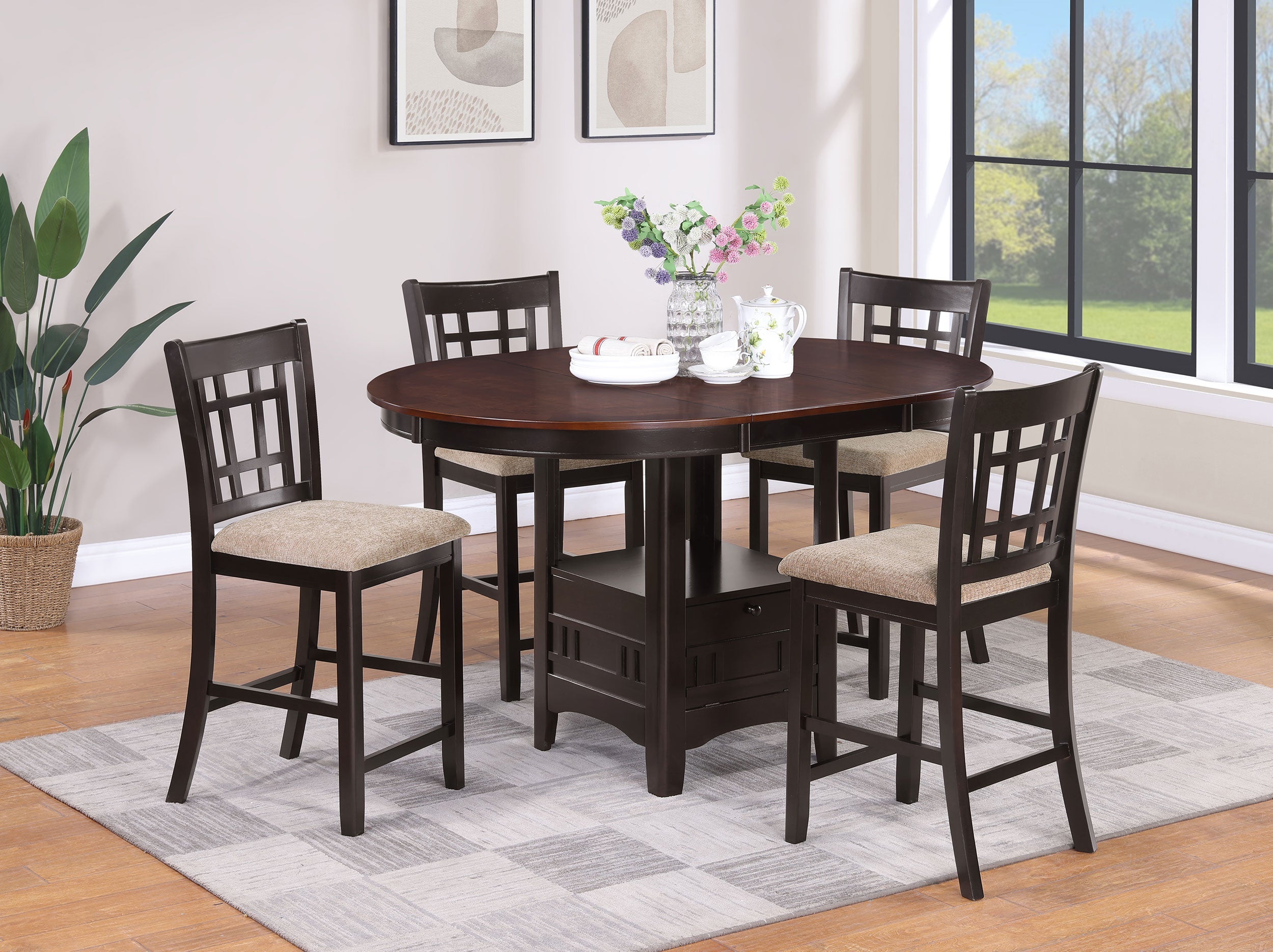 Lavon Oval Counter Height Dining Set Light Chestnut