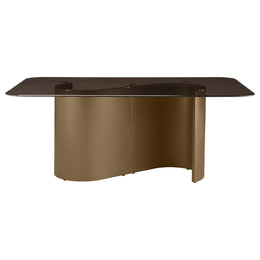 Edson Rectangular Glass Top Dining Table Set Bronze