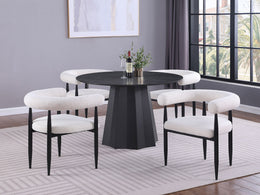 Camden Round Faux Marble Top Dining Table Set Black