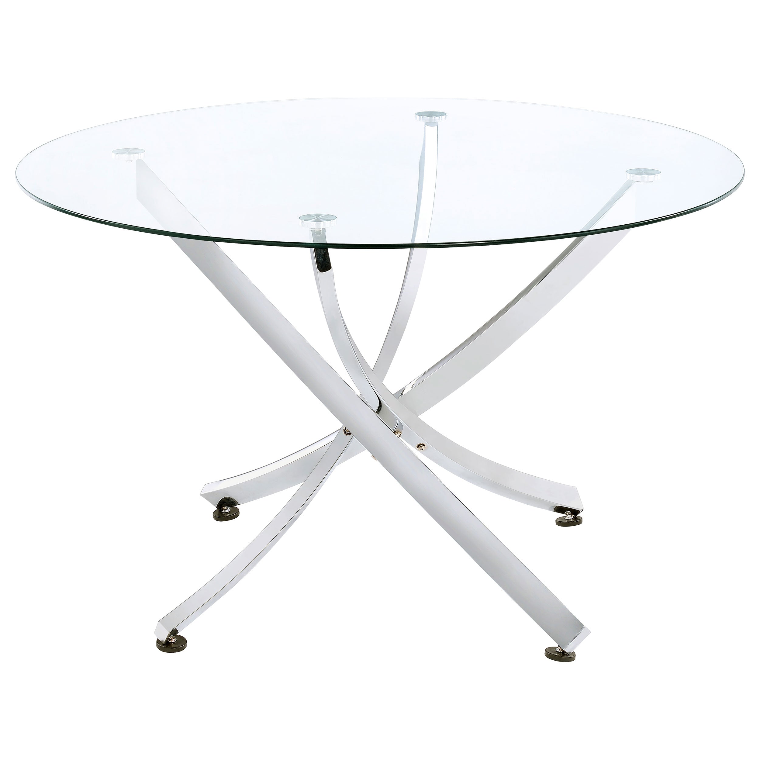 Beckham Round Glass Top Dining Set Chrome and White