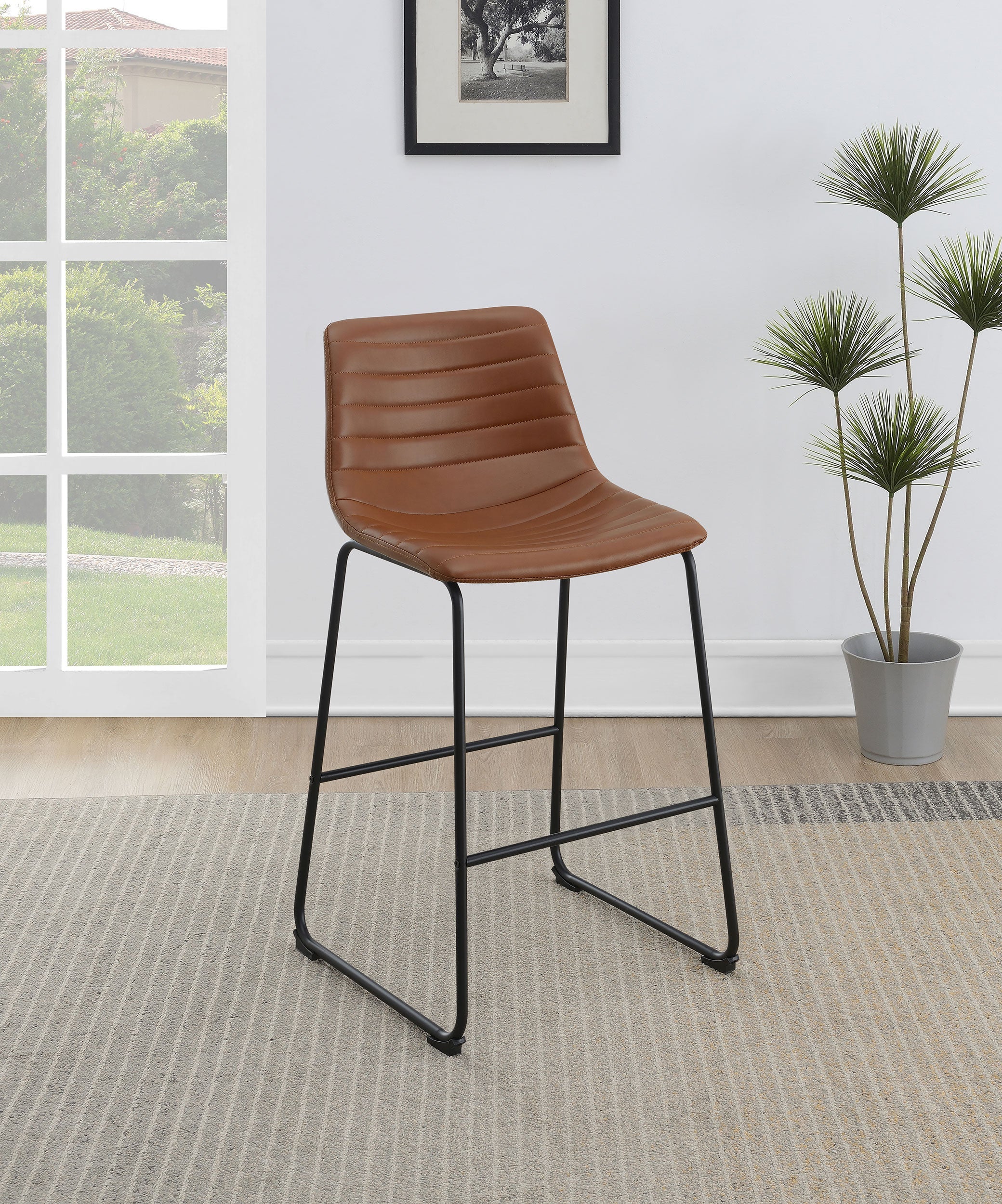 Zuni Faux Leather Upholstered Bar Chair Blue (Set of 2)