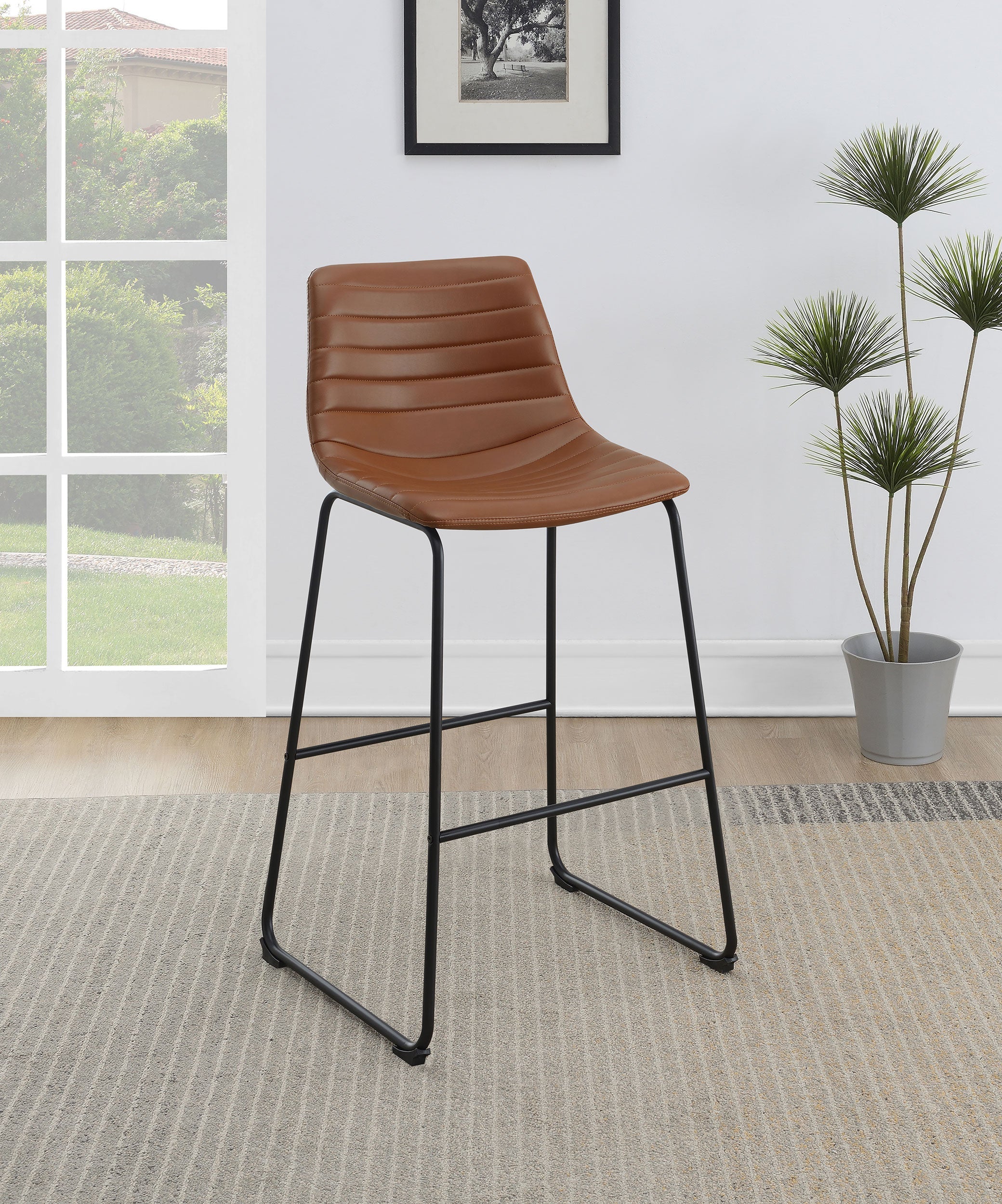 Zuni Faux Leather Upholstered Bar Chair Blue (Set of 2)