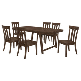 Reynolds Rectangular Dining Table Set Brown Oak
