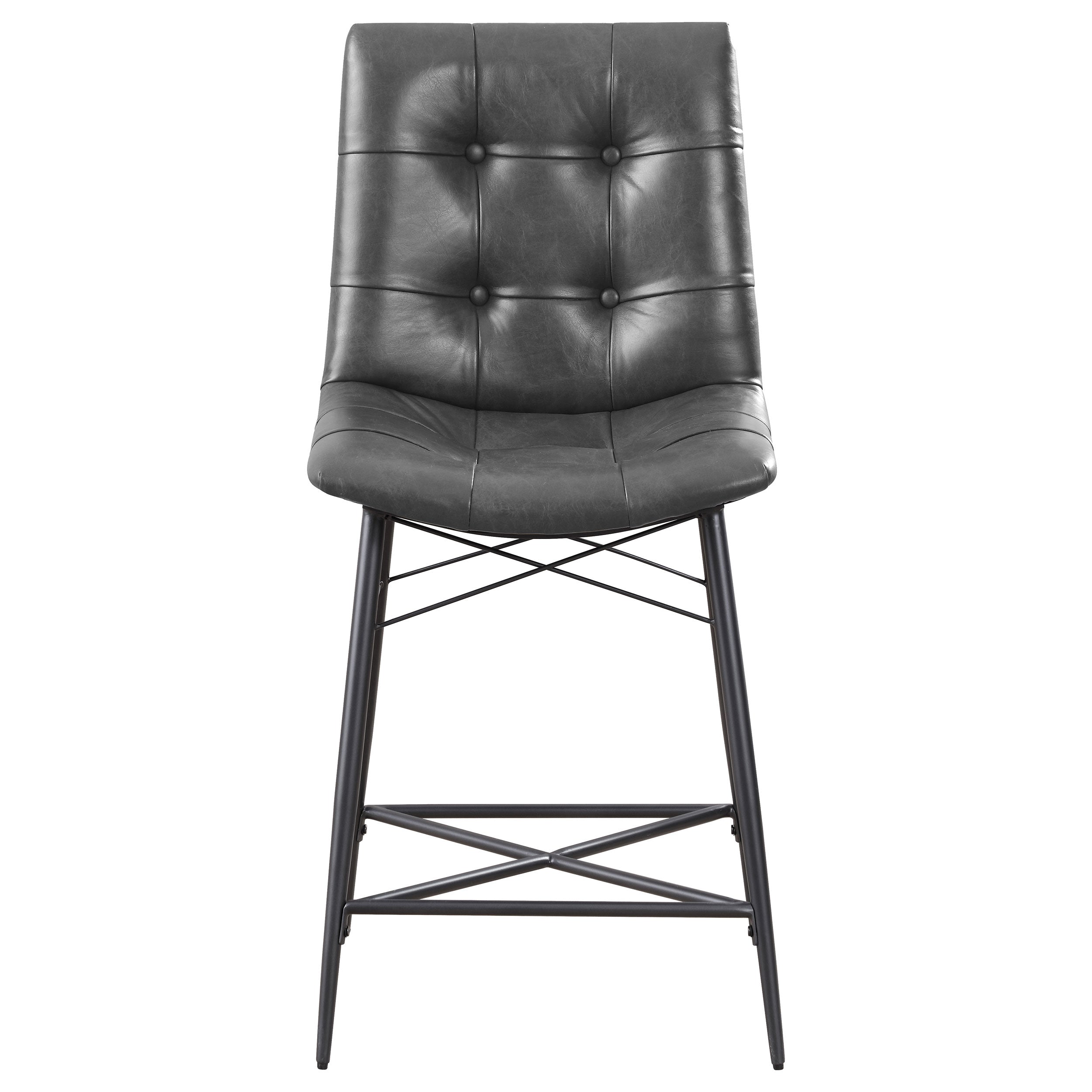 Aiken Upholstered Tufted Counter Chair Brown (Set of 2)