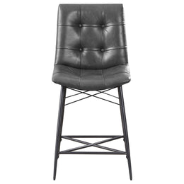 Aiken Upholstered Tufted Counter Chair Brown (Set of 2)