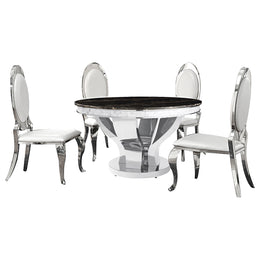 Anchorage Round Stainless Steel Dining Set Chrome