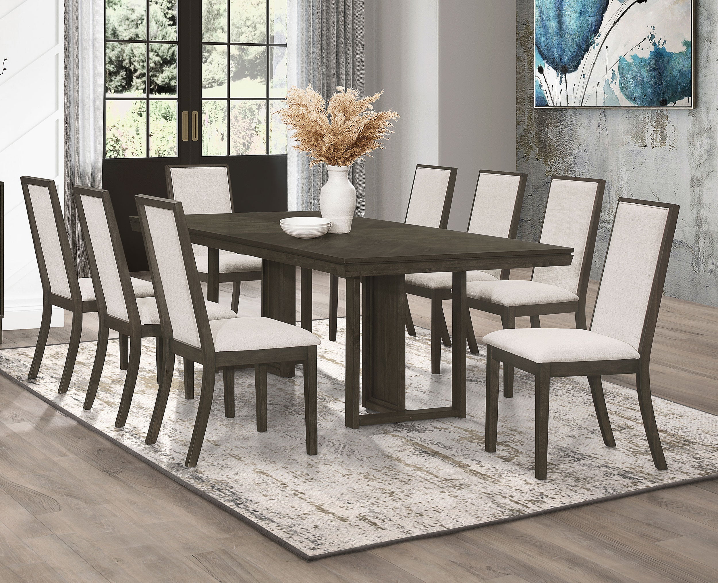 Kelly Rectangular Dining Table Set Dark Grey