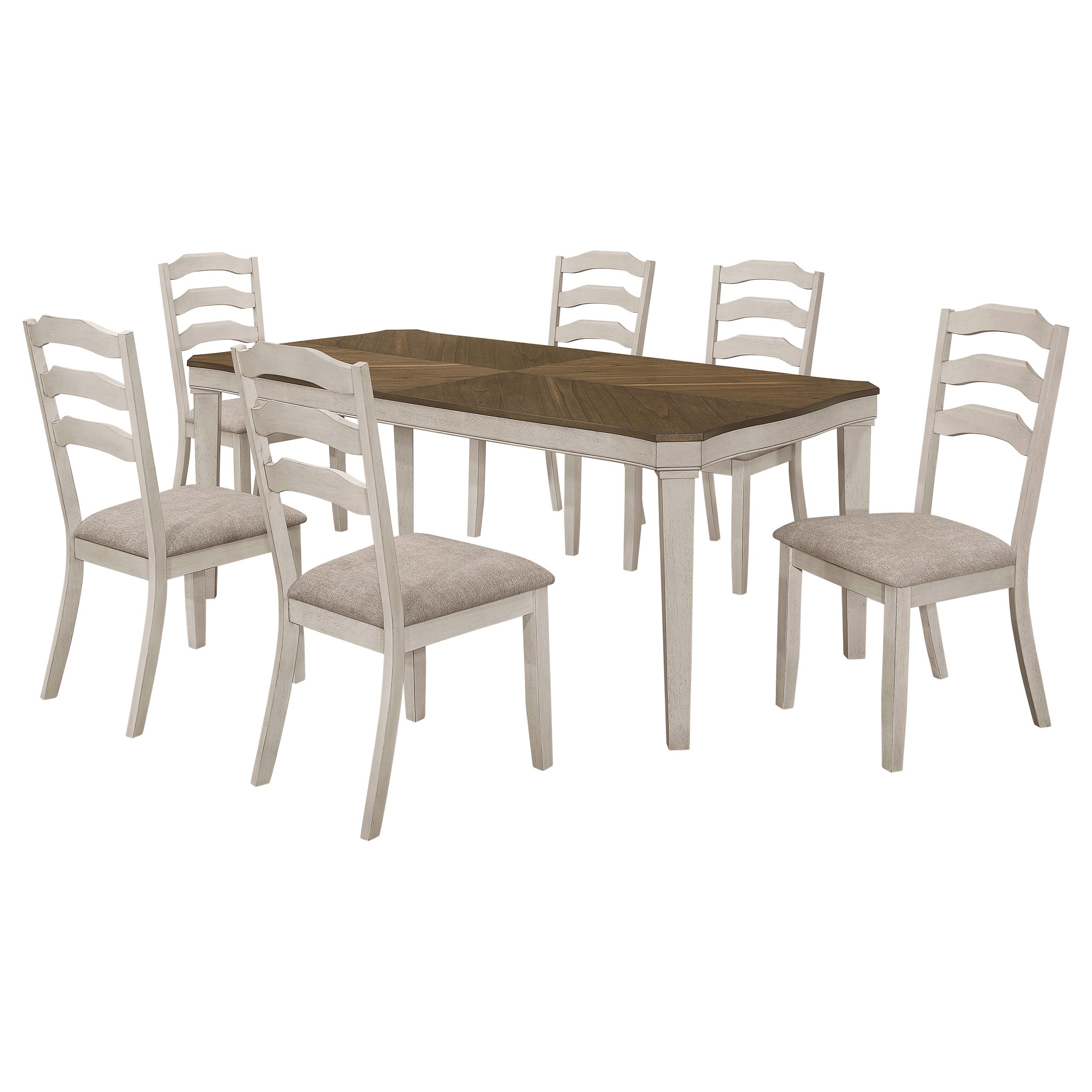 Ronnie Rectangular Dining Table Set Rustic Cream