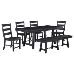 Newport Rectangular Trestle Dining Table Set Black