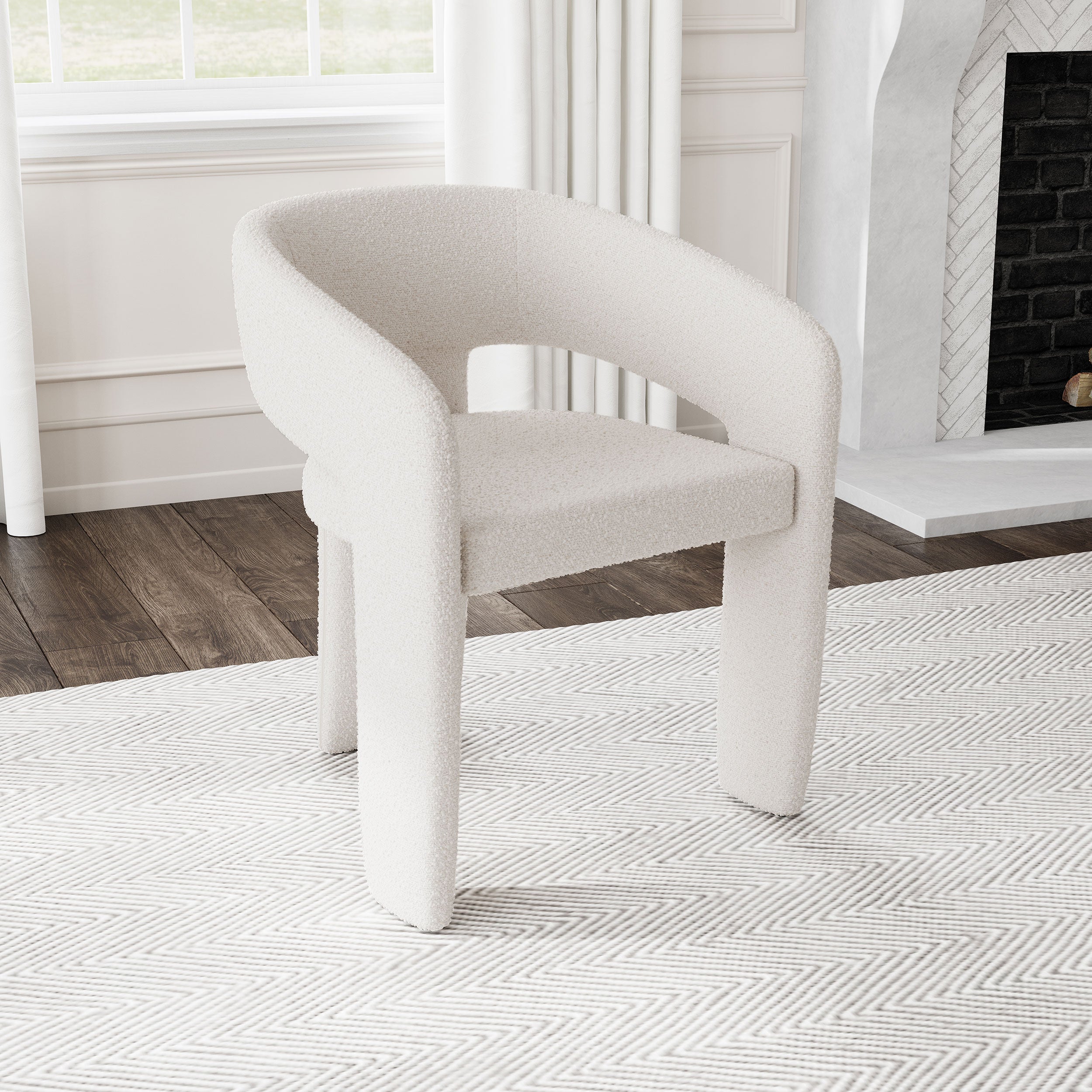 Eudora Boucle Upholstered Dining Arm Chair Grey (Set of 2)