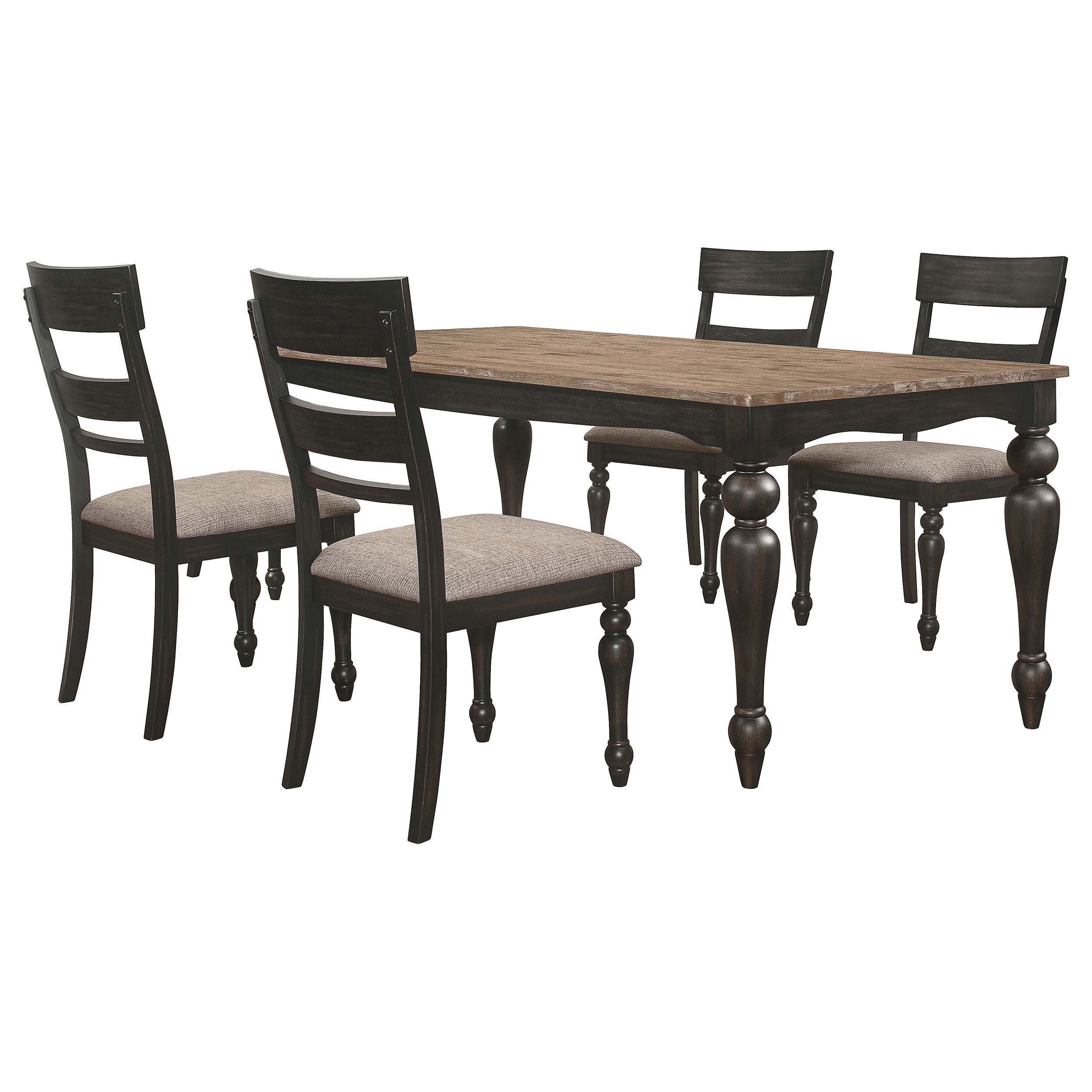 Bridget Rectangular Dining Set Charcoal Sand Through