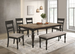 Bridget Rectangular Dining Set Charcoal Sand Through