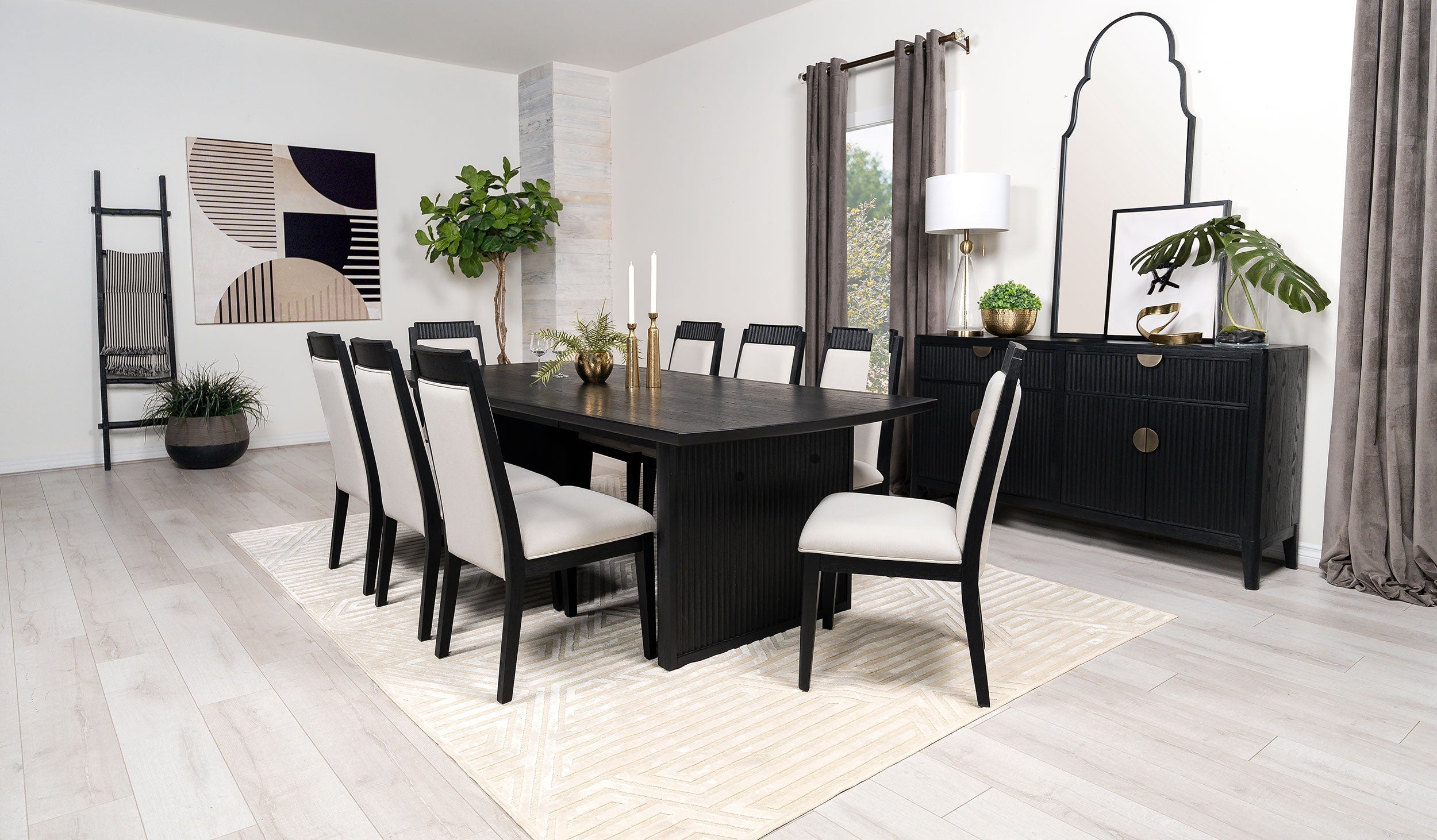 Brookmead Extension Leaf Dining Table Set Black