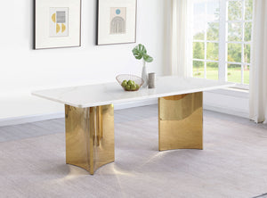 Tevlin Rectangular 79-inch Marble Top Dining Table White
