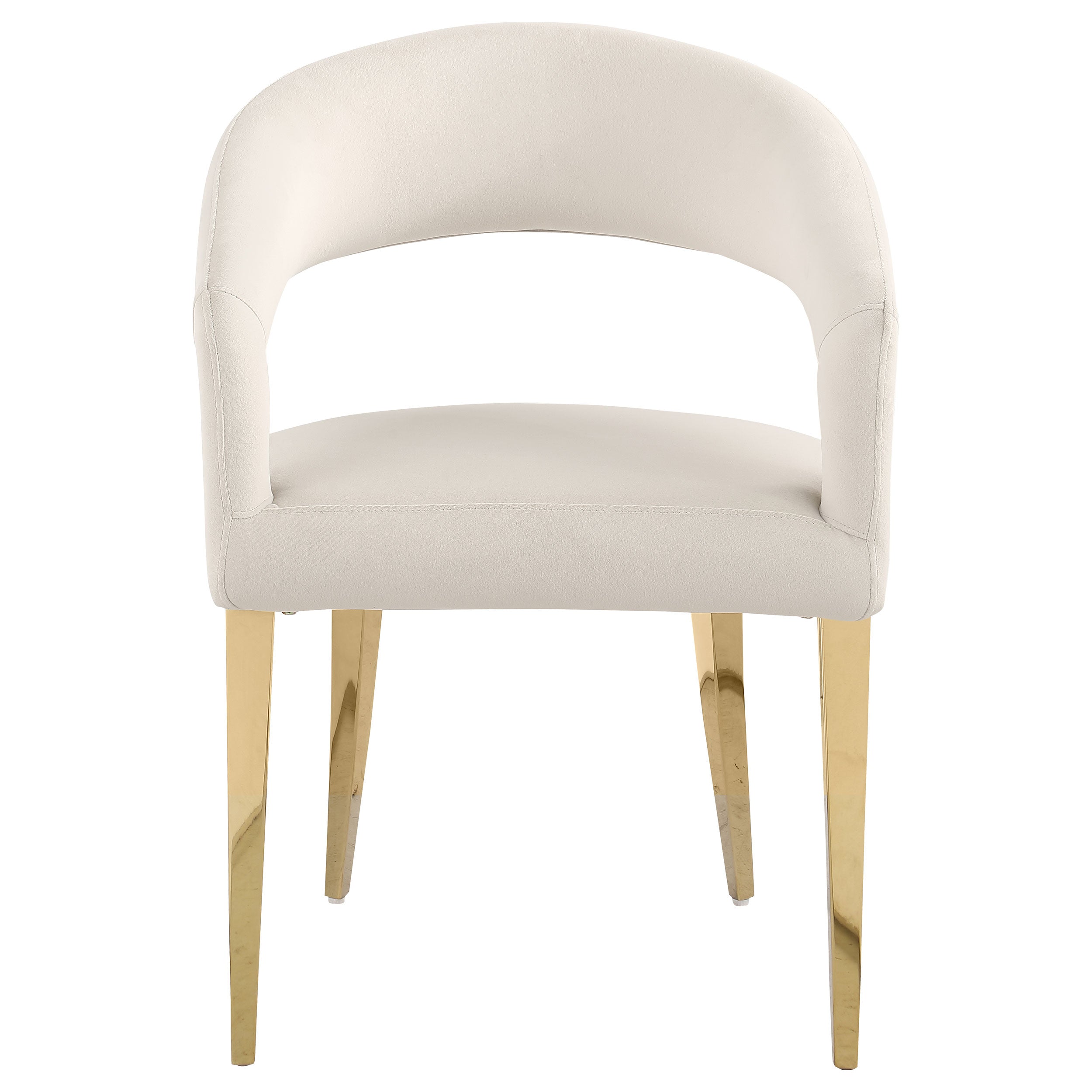 Galiano Velvet Upholstered Dining Arm Chair Beige (Set of 2)