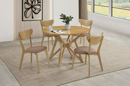 Elowen Round Solid Wood Dining Set Light Walnut