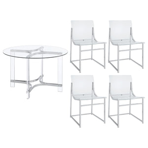 Keeling Round Glass Top Acrylic Dining Set Chrome