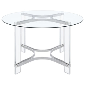 Keeling Round Glass Top Acrylic Dining Set Chrome