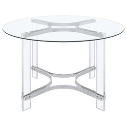 Keeling Round Glass Top Acrylic Dining Set Chrome