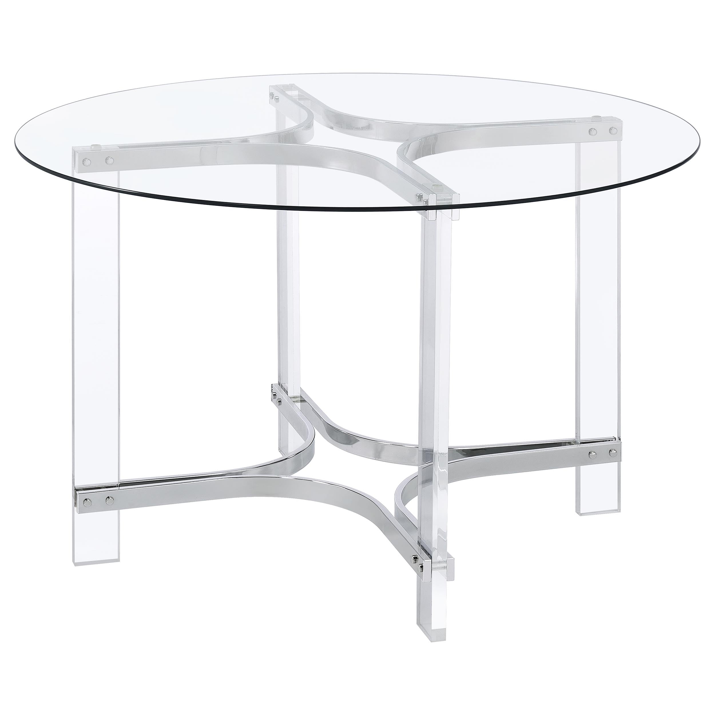 Keeling Round Glass Top Acrylic Dining Set Chrome
