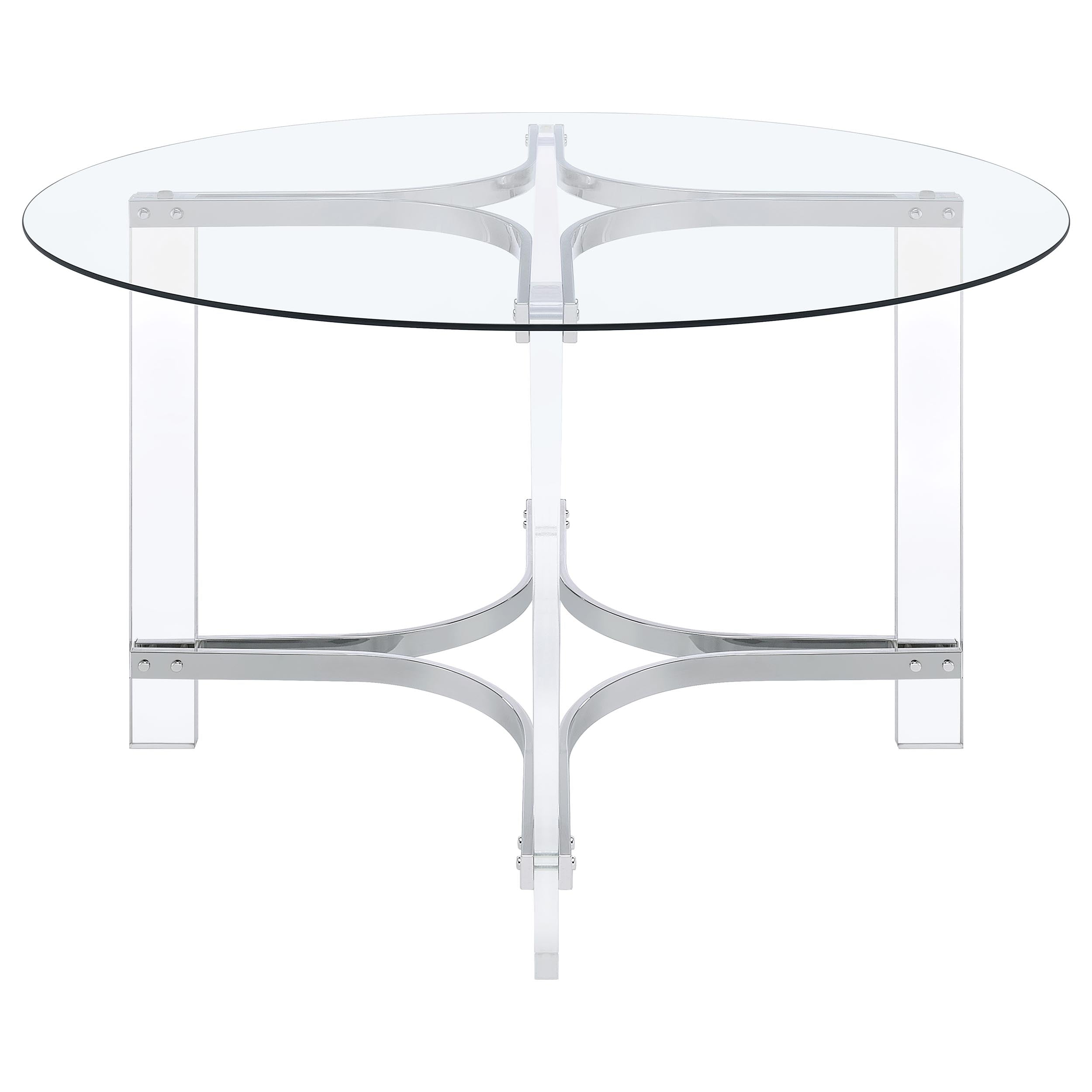 Keeling Round Glass Top Acrylic Dining Set Chrome