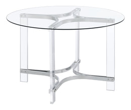 Keeling Round Glass Top Acrylic Dining Set Chrome