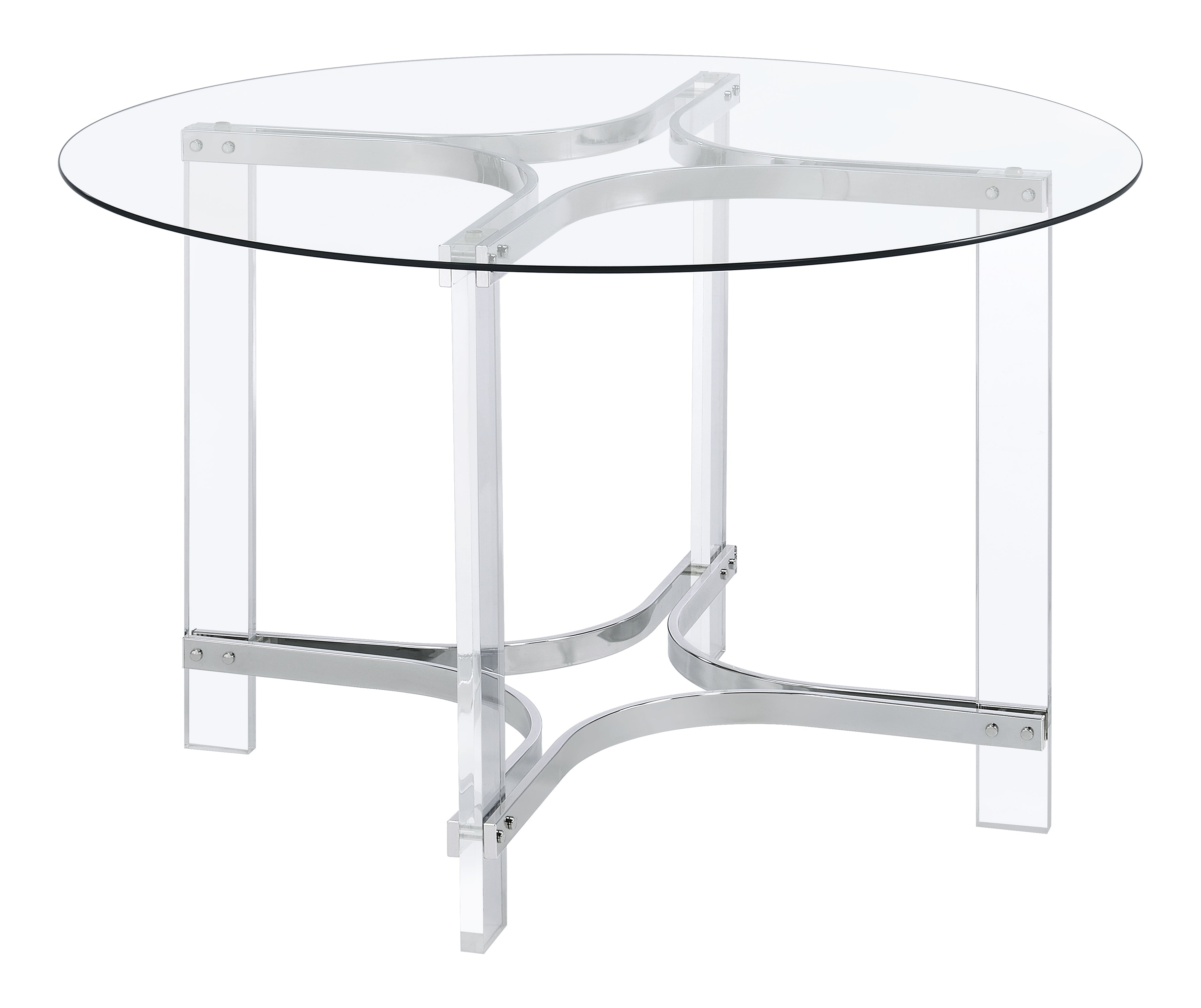 Keeling Round Glass Top Acrylic Dining Set Chrome