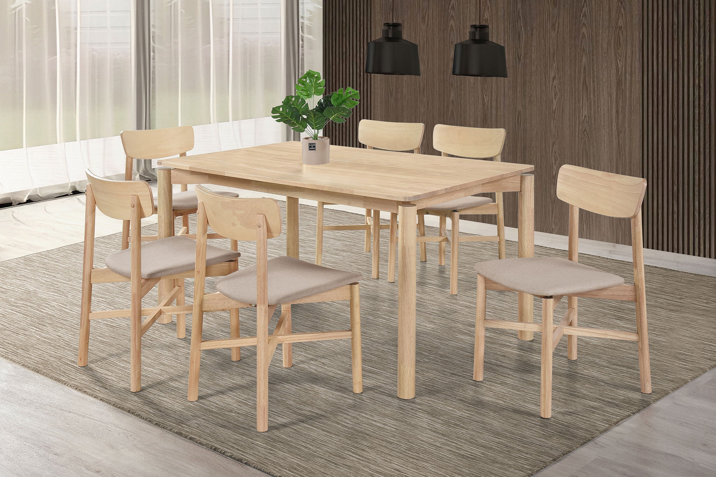 Parkridge 59-inch Wood Dining Set Natural Walnut