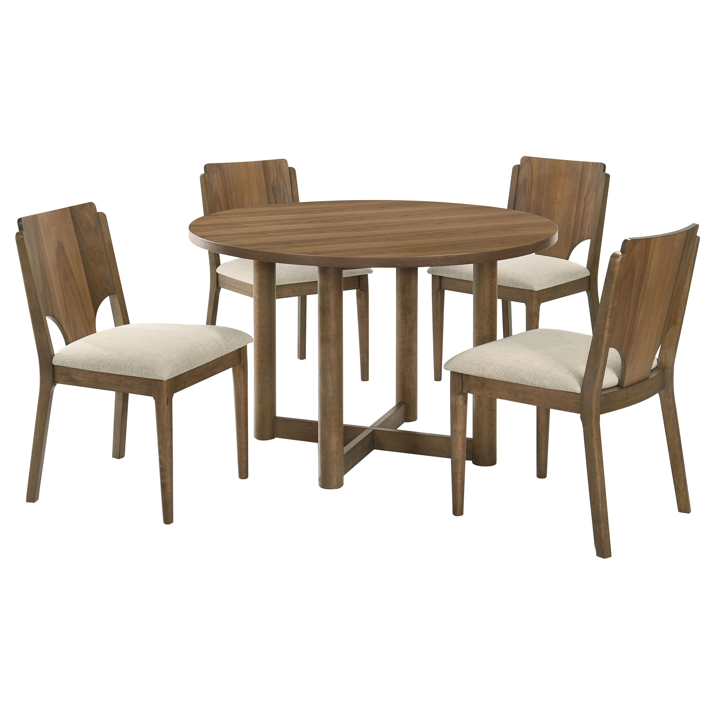 Crestmore 46-inch Round Wood Dining Table Set Walnut