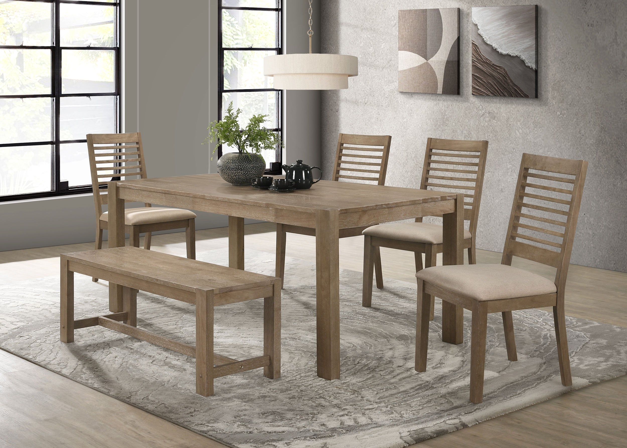 Scottsdale Rectangular Dining Set Brown Washed