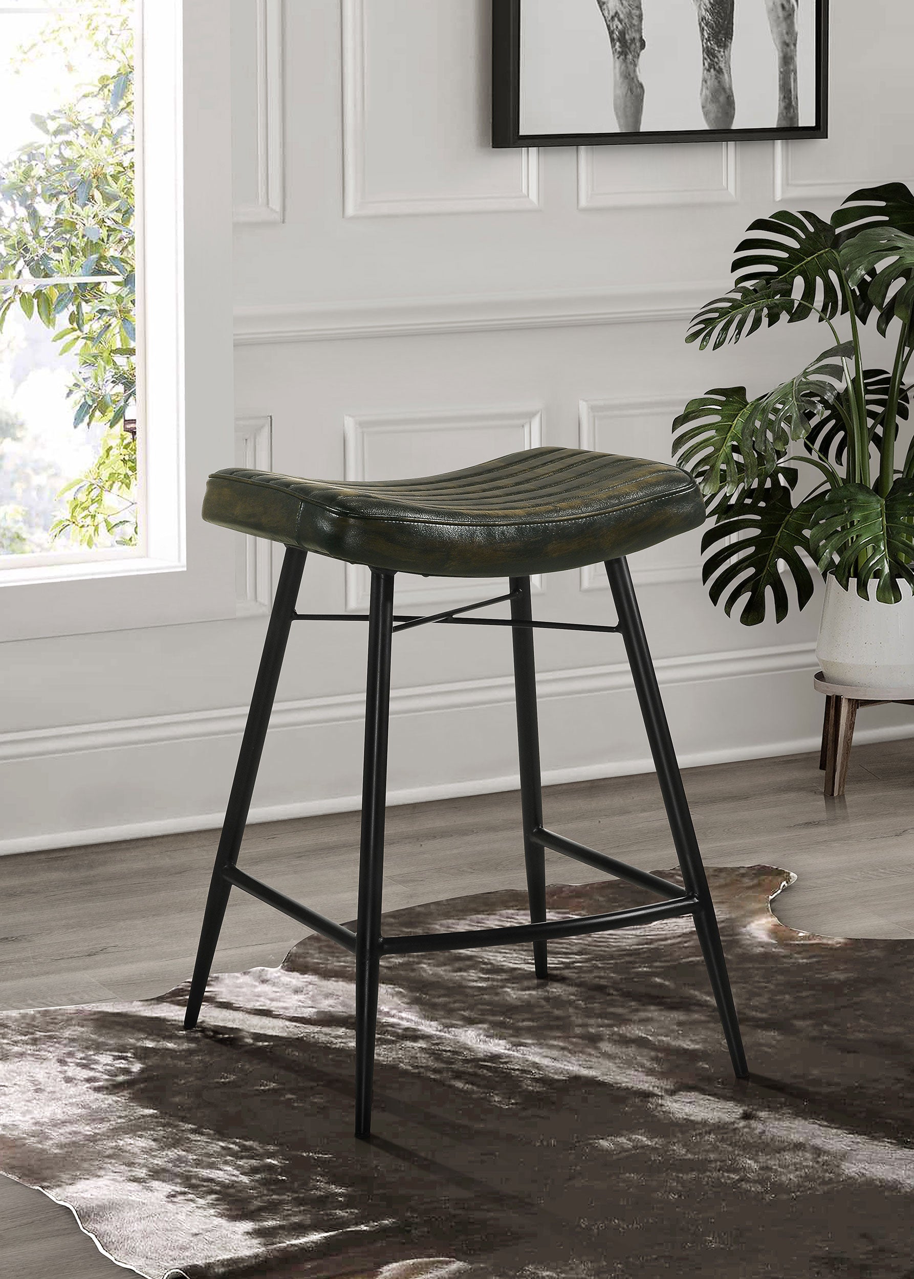 Bayu Leather Upholstered Bar Stool Antique Camel (Set of 2)